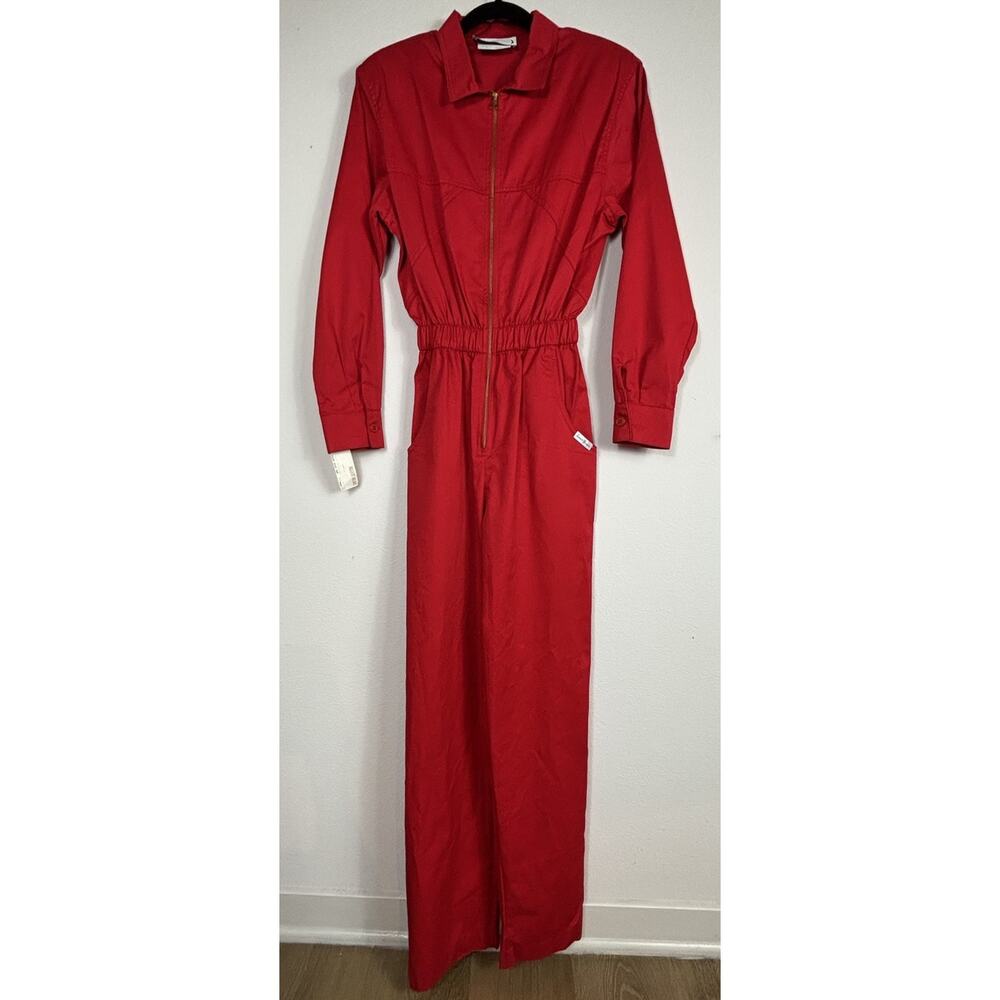 Saint Germain Paris Red Jumpsuit Women Size 9/10 Cotton Coveralls True Vintage